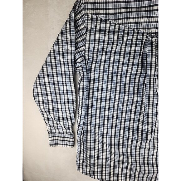 Coyote Mood Shirt Mens Large White/Blue Square Plaid Long Sleeve Snap Western - Picture 11 of 13